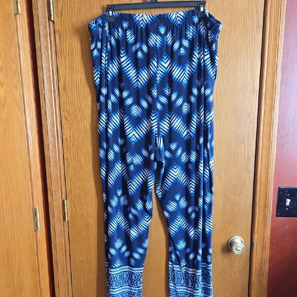 Blue Patterned Womens Dress Pants - Picture 2 of 2